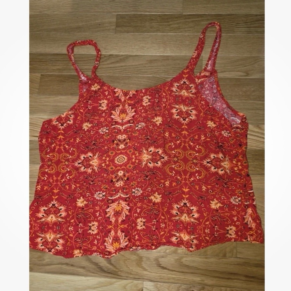 Idyllwind fueled by Miranda Lambert Red Floral crop Tank Top XL